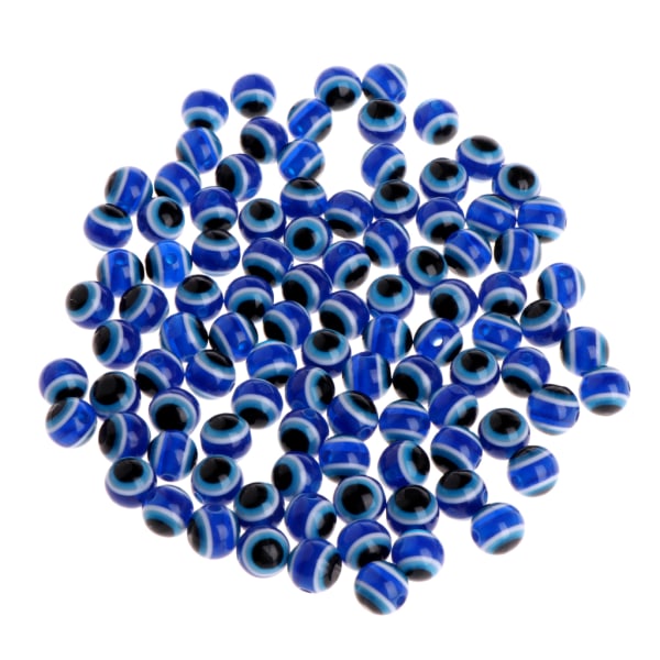 100x tyrkisk blå/farge demonøye runde perler harpiks onde øyne mote runde perler for armbånd halskjede gjør DIY