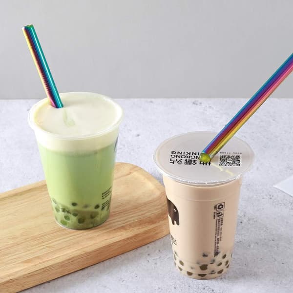 6 stk genanvendelige Boba-strå, Smoothie-strå, 0,5\" brede i rustfrit stål