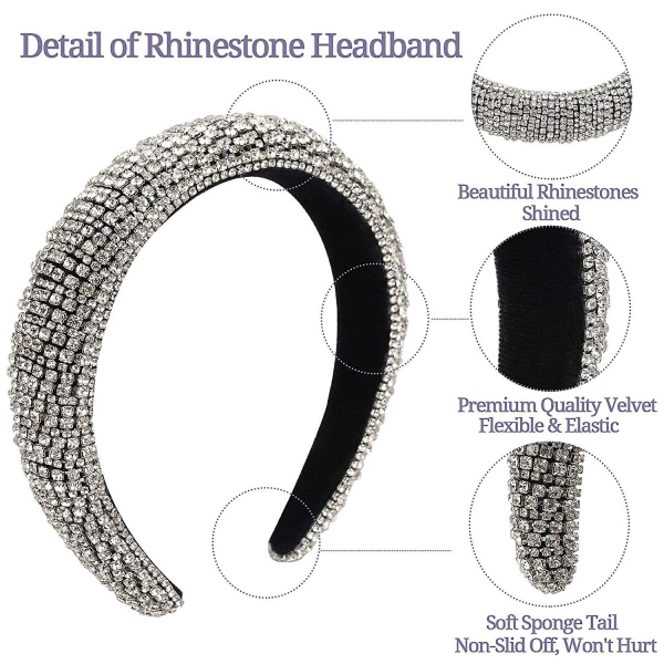 Rhinestone Crystal Diamond Pannband för kvinnor Fashionabla handgjorda breda hårbågar