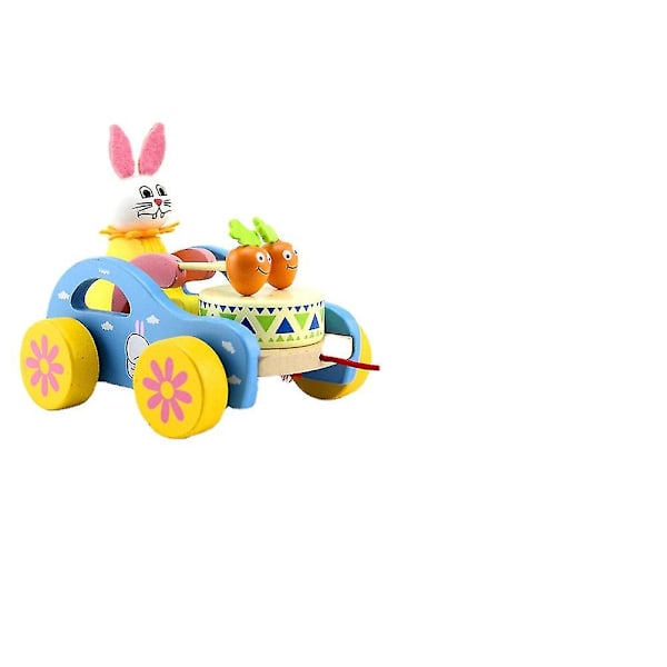 Träleksak Rally Kreativt Dra Tillbaka Bil Baby Lära Sig Gå Tecknad Djursimulering Leksaksbil