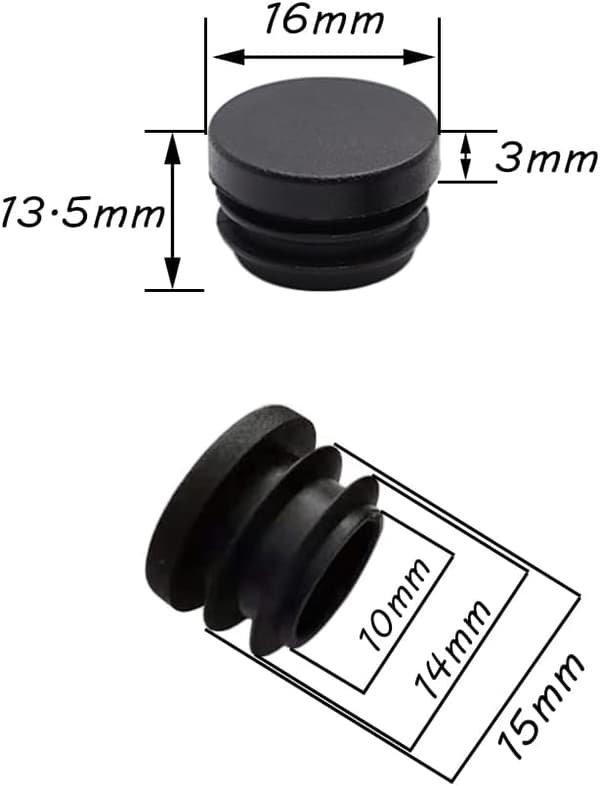 16 mm stolefod 32 stk. Stolefod runde plastikhætter Endehætter til stolerør Stolebensbeskytter