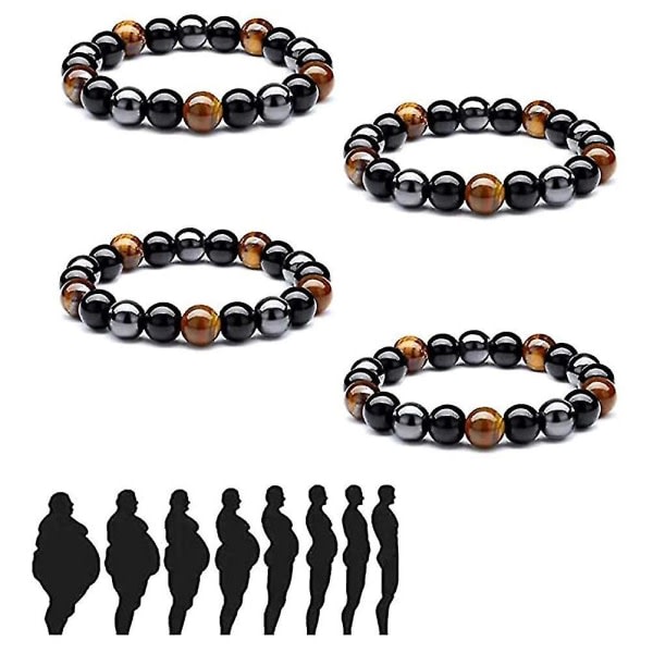 2 kpl Tiikerinsilmä Triple Bracelet Triple Power Protection Bracelet Hematiitti Obsidiaani Ja Tiikerin Silmä Triple Protection Bracelet