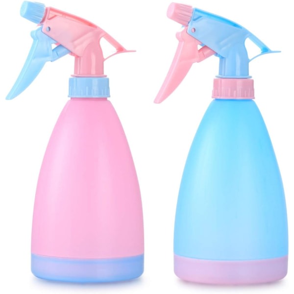 STK Stor sprayflaske, plastplantevannsprayflaske, 500 ml tom sprayflaske for rengjøring Vanning av hageplanter (rosa, blå)