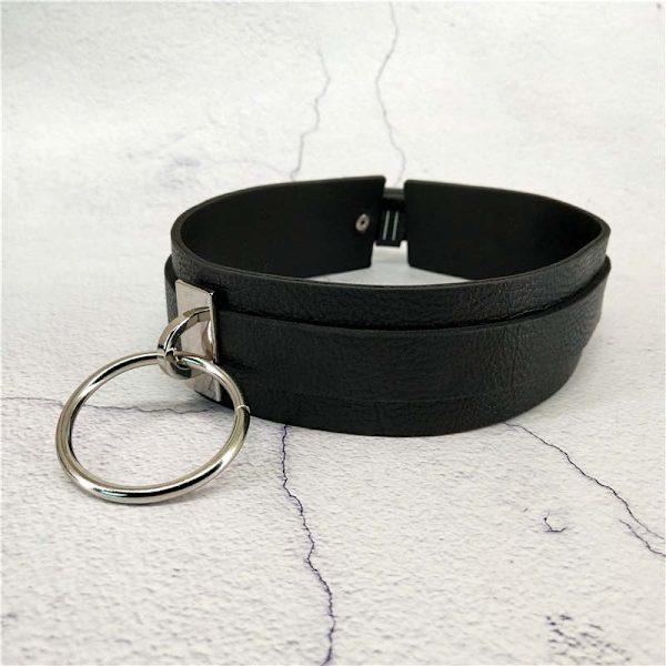 Kule svart choker-halskjede for kvinner, punk goth choker, gotisk PU-lærchoker