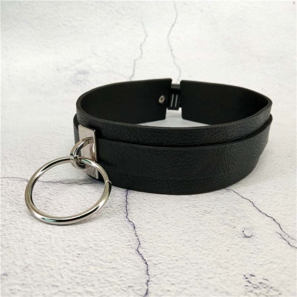Kvinnor Cool Svart Choker Halsband Punk Goth Choker Gotisk PU Läder Choker
