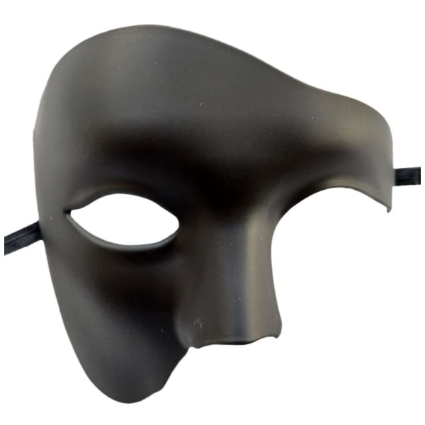 1 stycke maskeradmask Retro Phantom Of The Opera One Eye Half Face Costume, Half Face Phantom Mask (mattsvart)