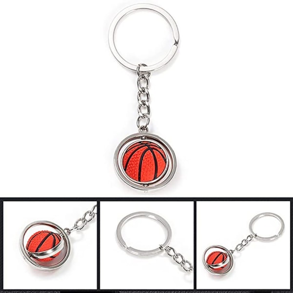 Basket nyckelring, metall roterande 3D sport nyckelring, gåva