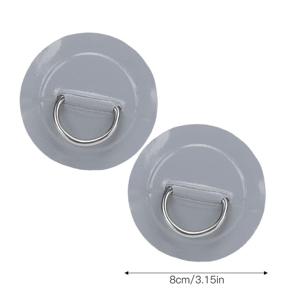 4 stk PVC-lapp elastisk tau sett D-ring lapp strikk tau sett rustfritt stål D-ring pad grå