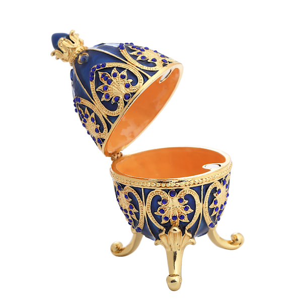 Emailleret Fabergé æg hængslet smykkeskrin