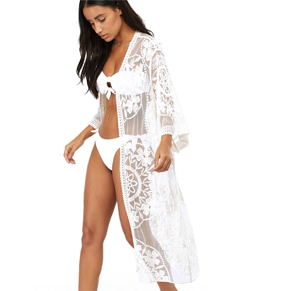 Kvinde Blonder Cardigan Floral Strand Dækker Ups white