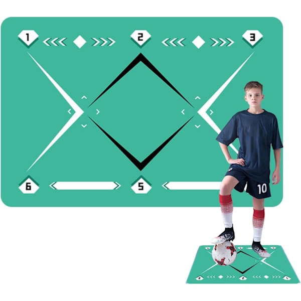 Fodboldtræningsmåtte, 90 x 60 cm lydløs måtte til træning, skridsikker driblingstræningsmåtte – fodbold agility træningsgulvmåtte til fodboldkærlighed