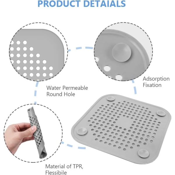4 st silikonavloppsskydd, sil med sugkopp, lock, anti-igensättning hår- och smutsfilter för badkar dusch handfat