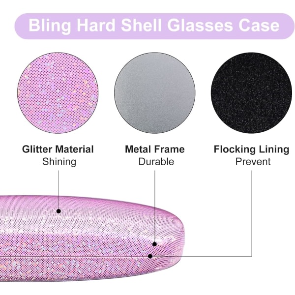 2 st rosa vita hårt skalfodral Bling PU läder glas