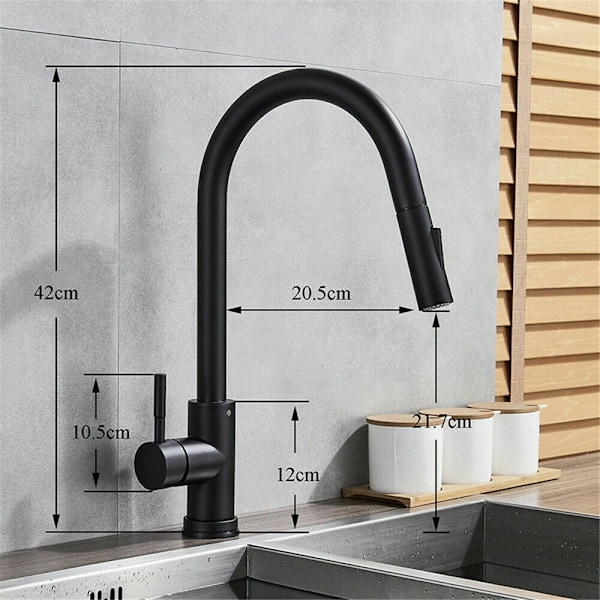 Köksblandare med utdragbar pip - svart, 40x21.6CM, 1st_xx
