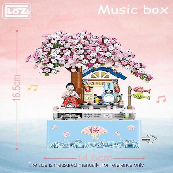 Japan under the sakura tree mini blocks music box building bricks totoro kimono pedagogiska leksaker Med låda With box A