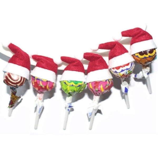 30 stycken Mini jul Lollipop Hat Mini jul Claus hattar jul