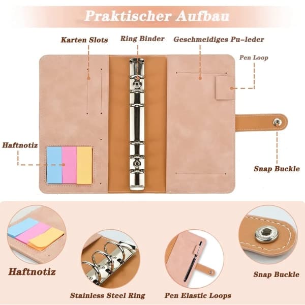 Budgetplanlægger Budget Binder A6, Pengebesparende Mappe Pengekuvert Kuvertmetode Med Pengebakke A6 Binder Budget Notebook