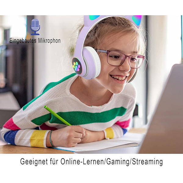Bluetooth-hodetelefoner for barn, jenter sammenleggbare over-ear-hodetelefoner