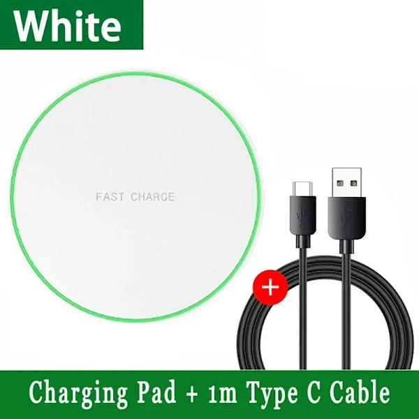 30W Hurtig Trådløs Oplader til iPhone 15 14 13 12 X Pro Max 8 Samsung Galaxy S23 Xiaomi Trådløs Opladningsstation Oplader White with Cable