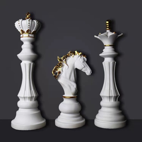 Chess King Queen Knight Resin Crafts International Chess Statue Skulptur