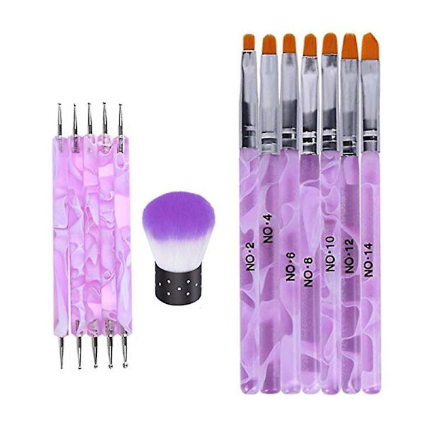 7-pack UV-gel och akrylnagelsborste, nagellacksborste, nagelkonstspetsbyggarborste, nagellackspennsats