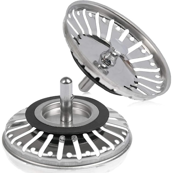 2 stk. Vaskestop/vaskestop Vaskestop Hul Køkken/badeværelsesfilter Diameter 80mm med kugleende, rustfrit stål