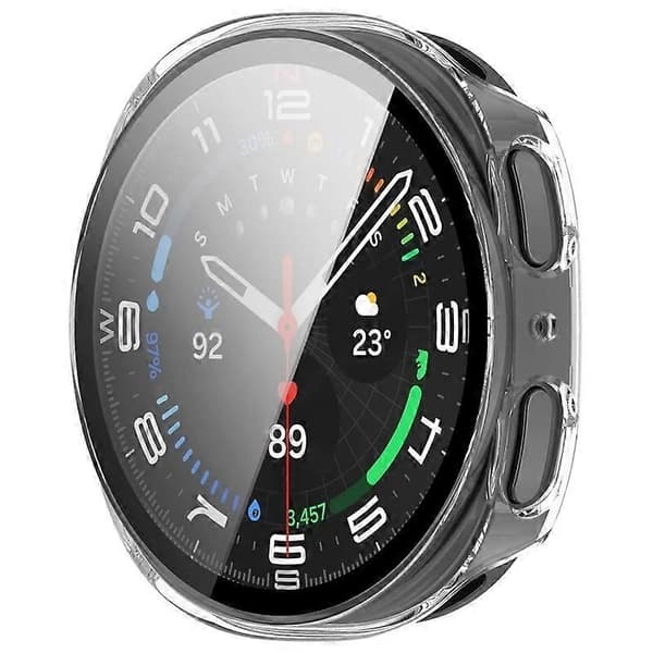For Samsung Galaxy Watch8 44mm Watch Case WANLONFENG PC Frame Protection with Tempered Glass Screen Protector Transparent Transparent Transparent