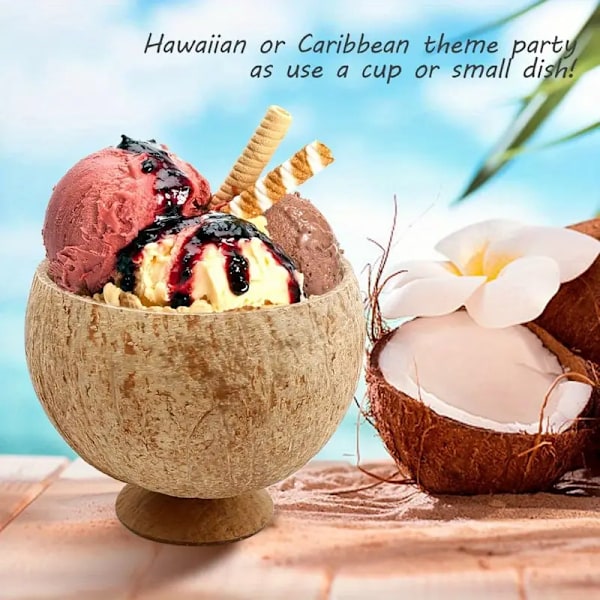 6 naturliga kokosnötsskal, Hawaii-tema Hawaiian party-muggar, party kokosnötsmuggar