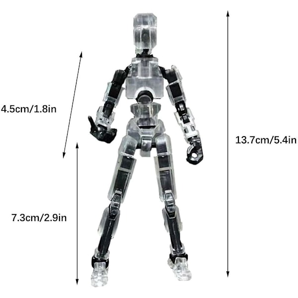 T13 Actionfigur, Titan 13 Actionfigur med 4 Typer av Vapen och 3 Typer av Händer, T13 3D-tryckt Multi-ledad Actionfigur Transparent