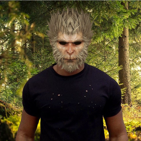 Svart Myt Monkey King Mask Monkey King Mask Rolig Monkey Headgear Halloween Spel COS Rekvisita Periferi