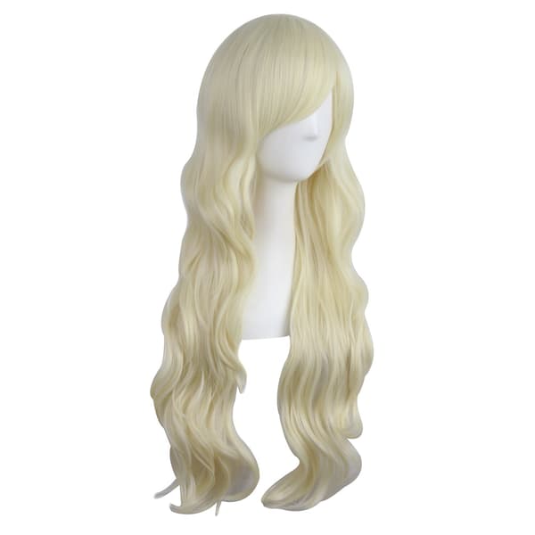 31\"/80cm Charmerende Kvinders Lange Krøllede Fuld Hår Paryk (Lyseblond)