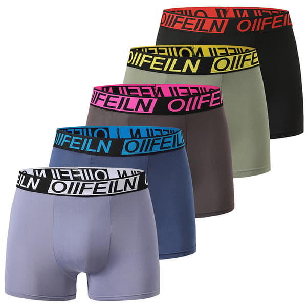 5-pakning bomullsboxershortser for menn, elastisk linning, pustende og lett for daglig bruk 5 PCS XL