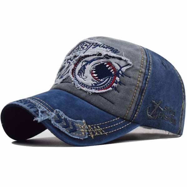 Distressed baseballcaps for menn Snapback Trucker Hat Outdoor Sports Cap Unisex Snapback Vintage Trucker Cap (marineblå)