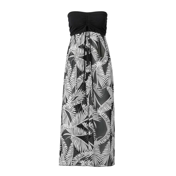 Kvinner Sommer Baggy Løs Slit Fjær Print Slit Stroppeløs Bardot Maxi Beach Dress