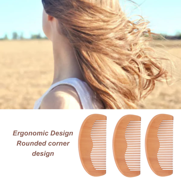 3 st Träkam Professionell Hemmasalong Bärbar Ergonomisk Utredningskam för Hårstyling