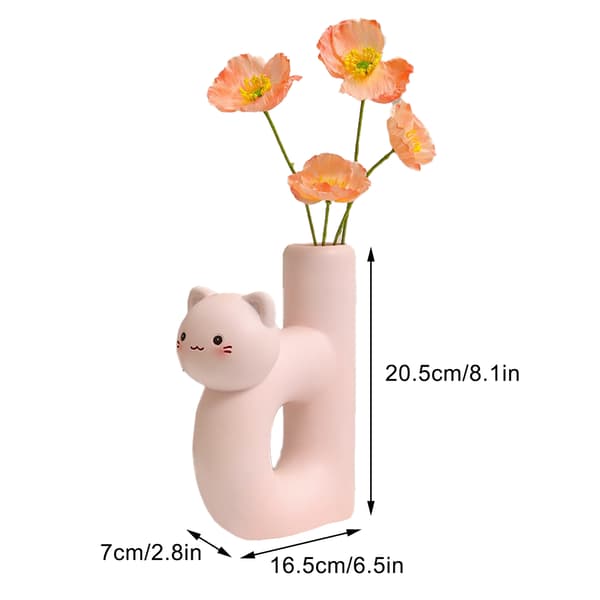 (Rörformad kattblomvas B-rosa) 1 st katt söt brevvas ornament rörformad kattvas