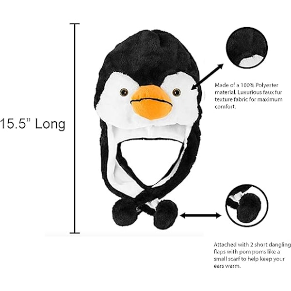 Penguin Plysj Vinter Ski Cap Vinter Aviator Style Cap (Sh