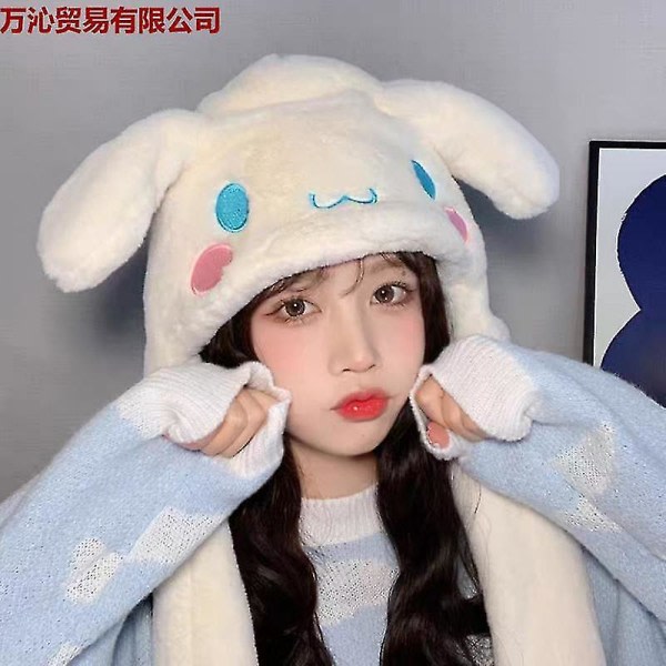 Kawaii Sanrios Kuromi Cinnamoroll Efterår og Vinter Sød Plys Hat med Bevægelige Ører Pige Hold Varme Ørevarmere Sød Tegneserie 5