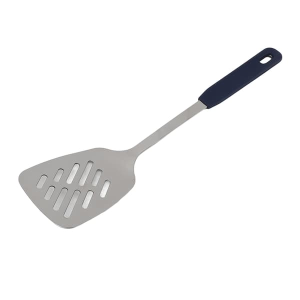 304 stekespade i rustfritt stål med silikonhåndtak (med hull)