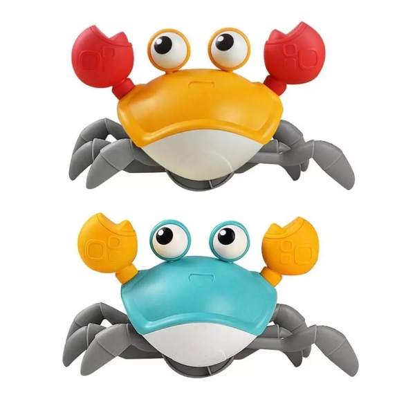 Baby Crawling Crab Musical Toy, Toddler Electronic Light-up Crawling Toy with Automatic (Blue/Orange)