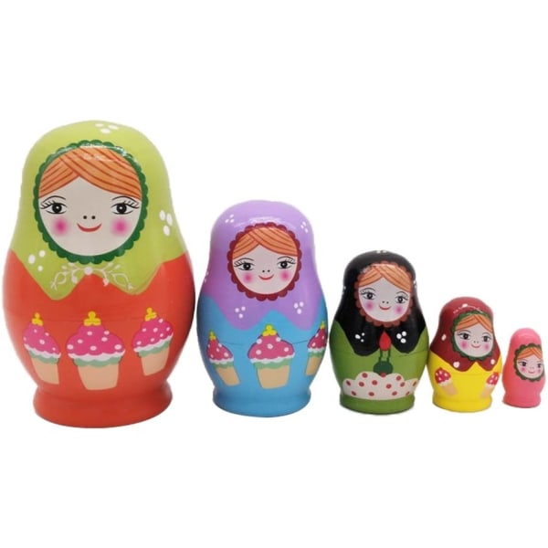5 stk Russisk Dukke Babushka Træ Russiske Nesting Dukker Legetøj Gave Piger Formet