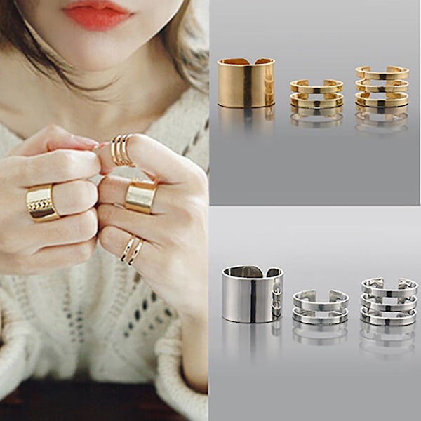 3 stk./sæt Mode Åbne Ringe Midi Finger Knuckle Stack Ringe Charms Julegave Gold