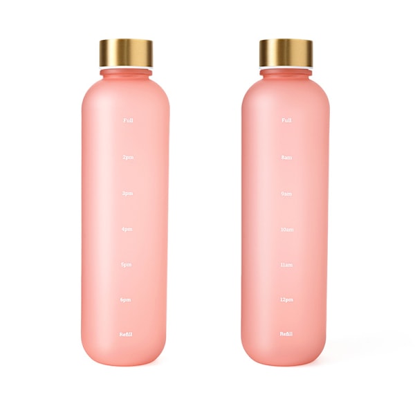 Vedenpullo - Juomapullot - 1L Muovipullo - Vedenpullo - Vedenpullo Aika-merkinnällä - Aikuiset - Juomapullo Lapsille - Vaaleanpunainen - 1000ml Pink 1000ml