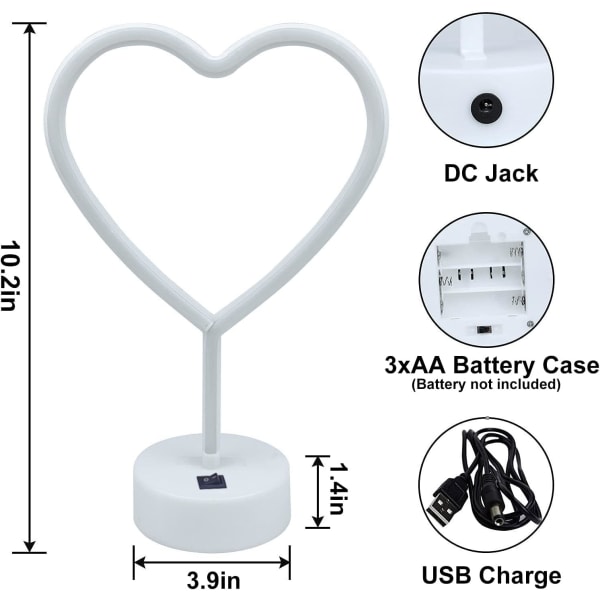 Pink Hearts LED Neon-kyltti Yövalo Huoneen sisustus Sydämet Jalustalla Ruokapöytä Neon Makuuhuone Äitienpäivälahja