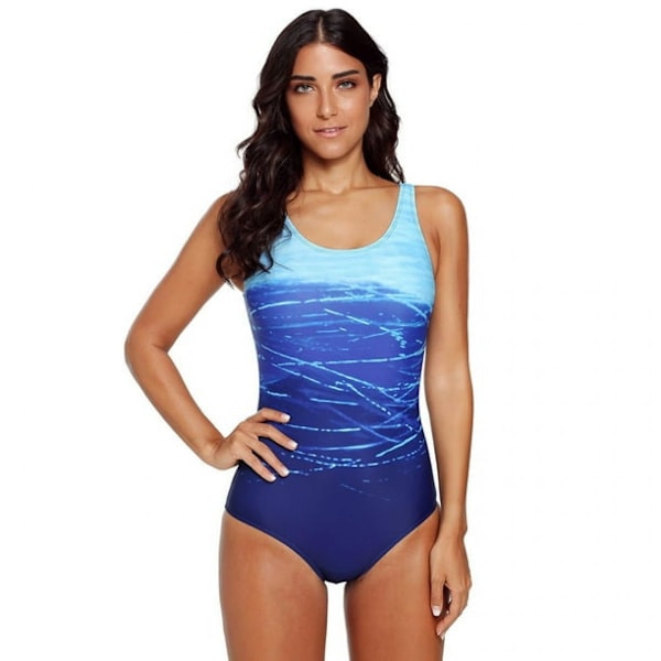 Kvinnors blåa gradient Criss Cross Back One Piece baddräkt