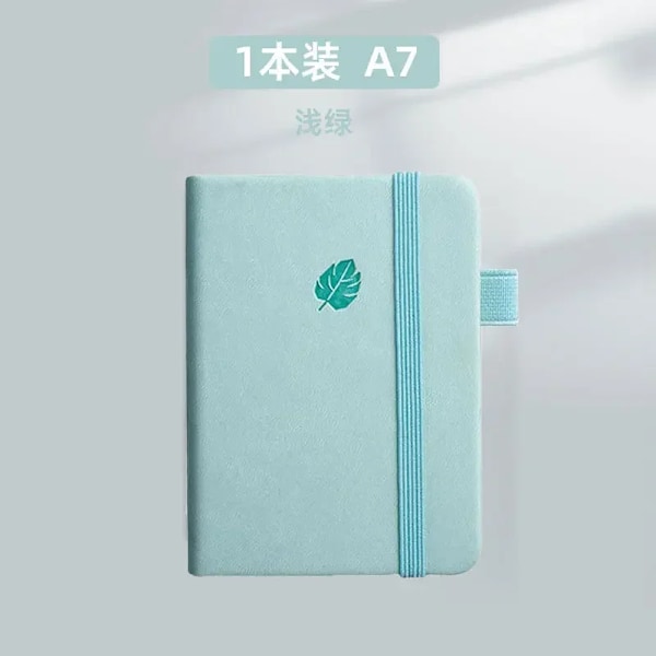 Mini A7 Fickanteckning Handgjord Läder 100 Ark Anteckningsblock Bärbar Resedagbok Planerare Schema Kawaii Skola Kontorsmaterial Ljusgrön light green A7