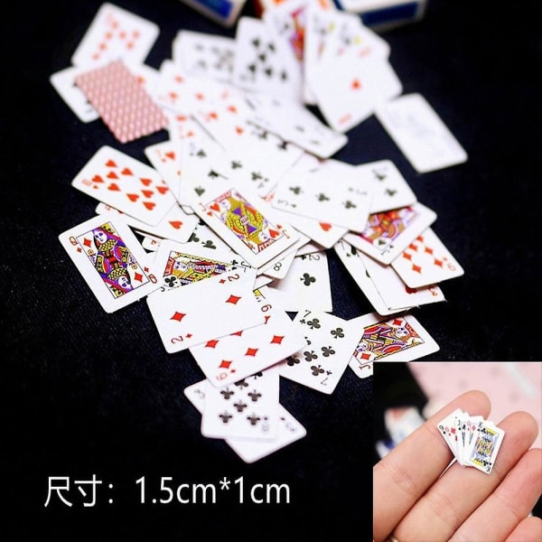 Søte Mini Miniatyrspill Poker Mini Spillekort 15x10mm Miniatyr For Dukker Tilbehør Hjem Dekorasjon Kortspill av høy kvalitet