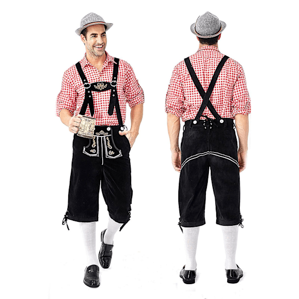 Miesten Oktoberfest-asu Halloween-pukeutumisjuhliin, naamiaisiin ja Oktoberfest-olutjuhliin, punainen Ed L