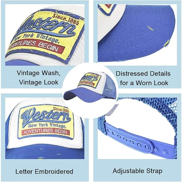 Baseball-lippis Mesh-lippikset Unisex Kirjailtu Kirjainlappu Casual-lippikset Hip Hop Aurinkolippikset Blue