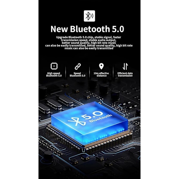 Trådløse hodetelefoner for Samsung Galaxy S22 Ultra S21 FE S22+ Bluetooth V50 Headset Sport Ørepropper (Svart)